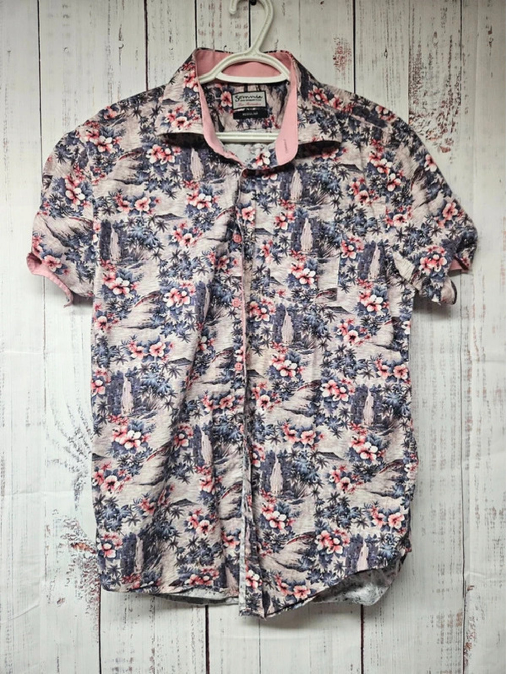 Somnia Men’s M Floral Hawaiian Shirt Short Sleeve Button Up